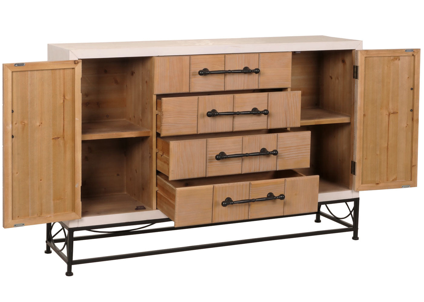 Cosmo Casa - Ladekast - Kast - Dressoir Highboard met Deuren en Lade - Massief MDF Hout - 92x140x42cm
