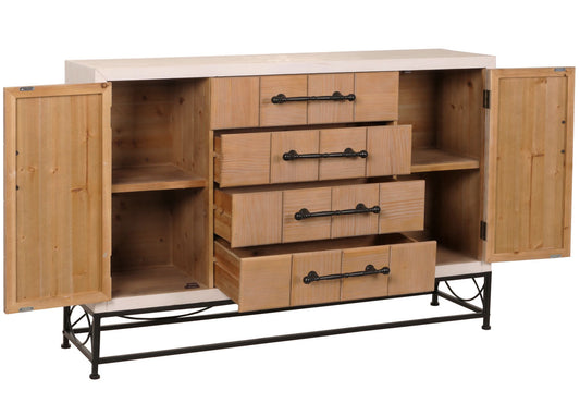 Cosmo Casa - Ladekast - Kast - Dressoir Highboard met Deuren en Lade - Massief MDF Hout - 92x140x42cm