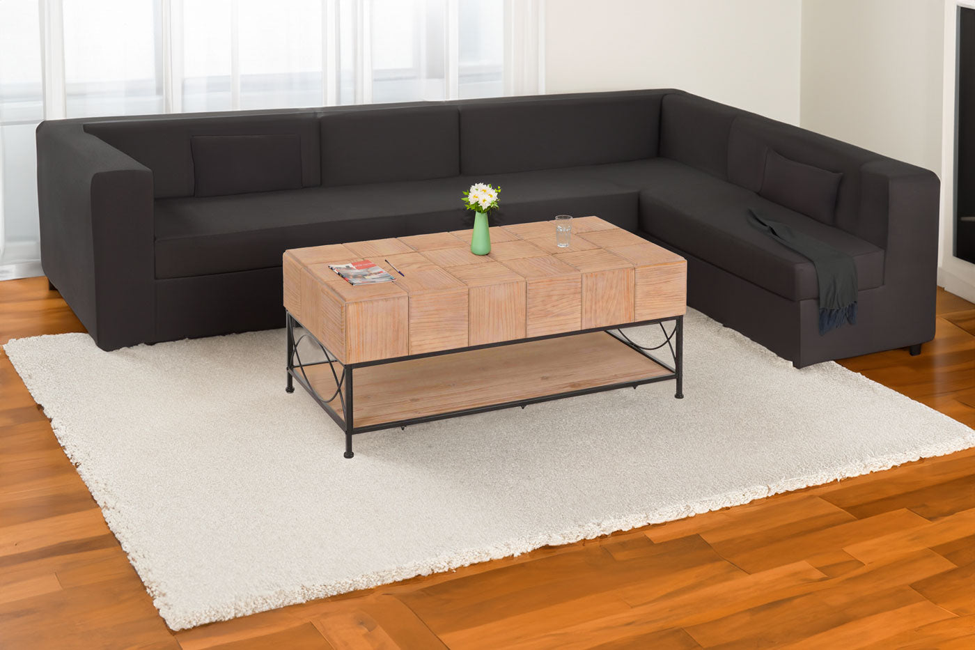 Cosmo Casa - Salontafel - Woonkamer Bijzettafel - Massieve MDF Houten Plank - 51x120x61 cm