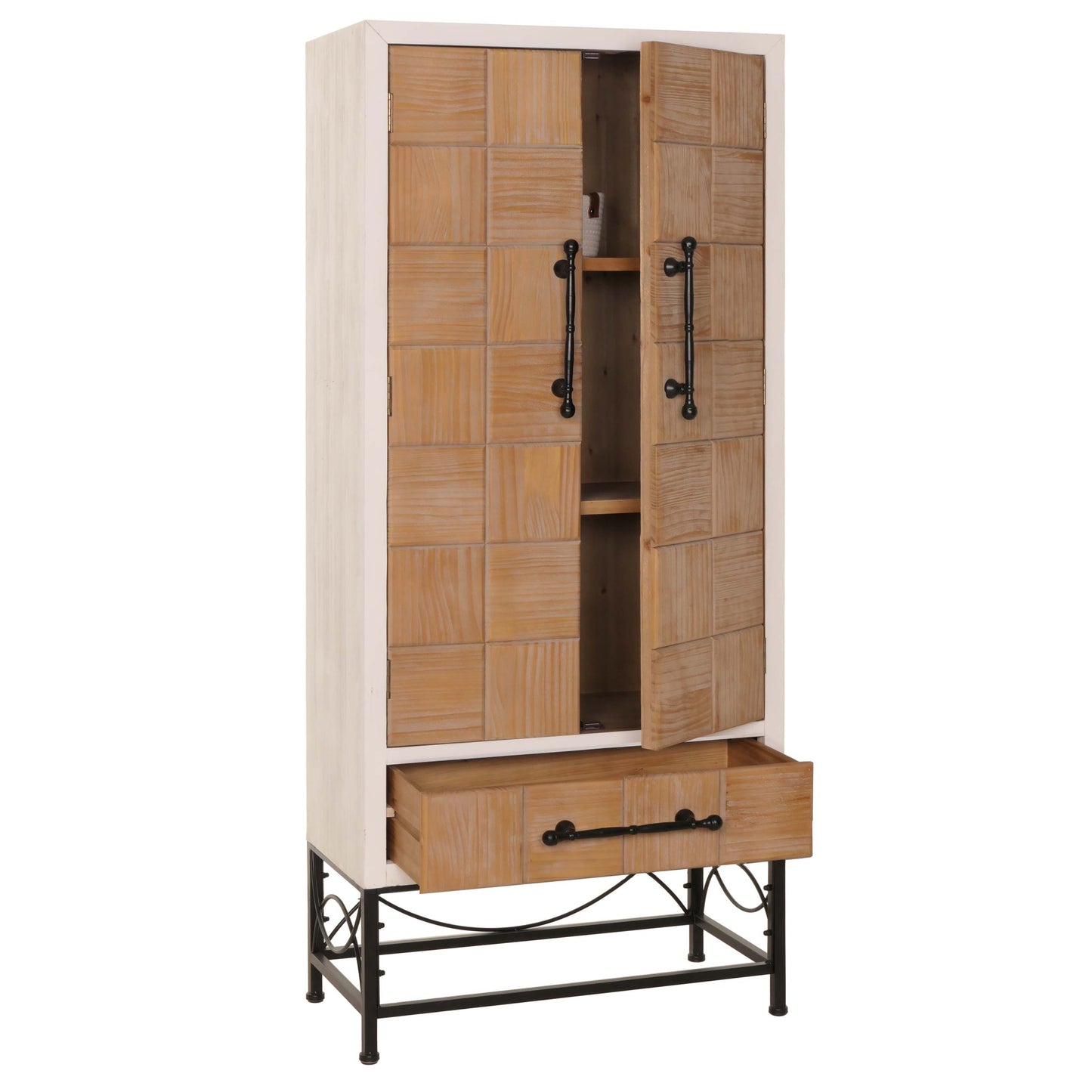 Cosmo Casa - Hoge Kast - Woonkamerkast met Deuren & Lade - Massief MDF Hout - 167x72x41 cm