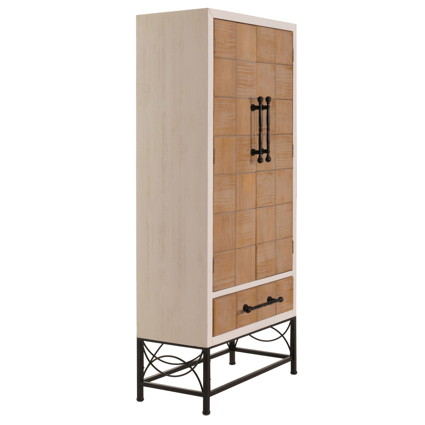 Cosmo Casa - Hoge Kast - Woonkamerkast met Deuren & Lade - Massief MDF Hout - 167x72x41 cm