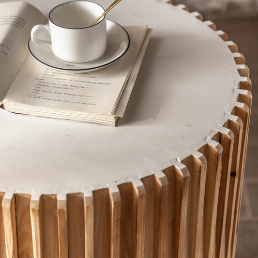 Cosmo Casa - Bijzettafel - Lounge en Salon Gebruik - Dennenhout - Natuurlijk Wit