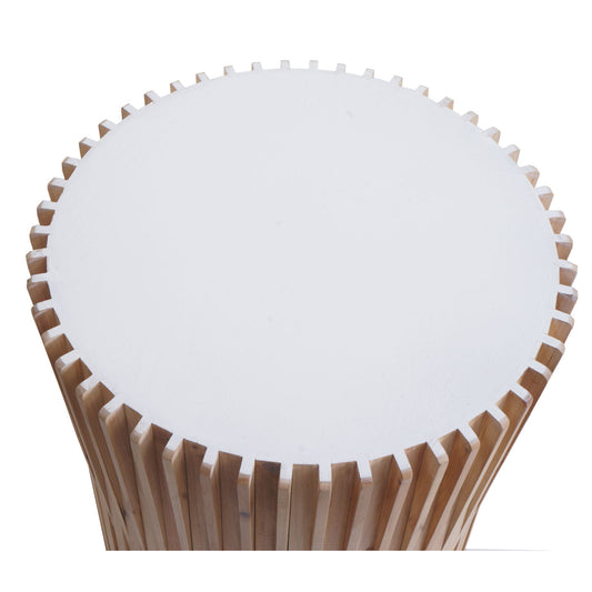 Cosmo Casa - Bijzettafel - Lounge en Salon Gebruik - Dennenhout - Natuurlijk Wit