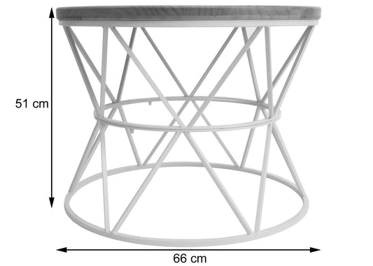 Cosmo Casa - Salontafel - Bijzettafel - Loungetafel - Woonkamertafel - Metaal Frame - Hout - 66cm - Wit
