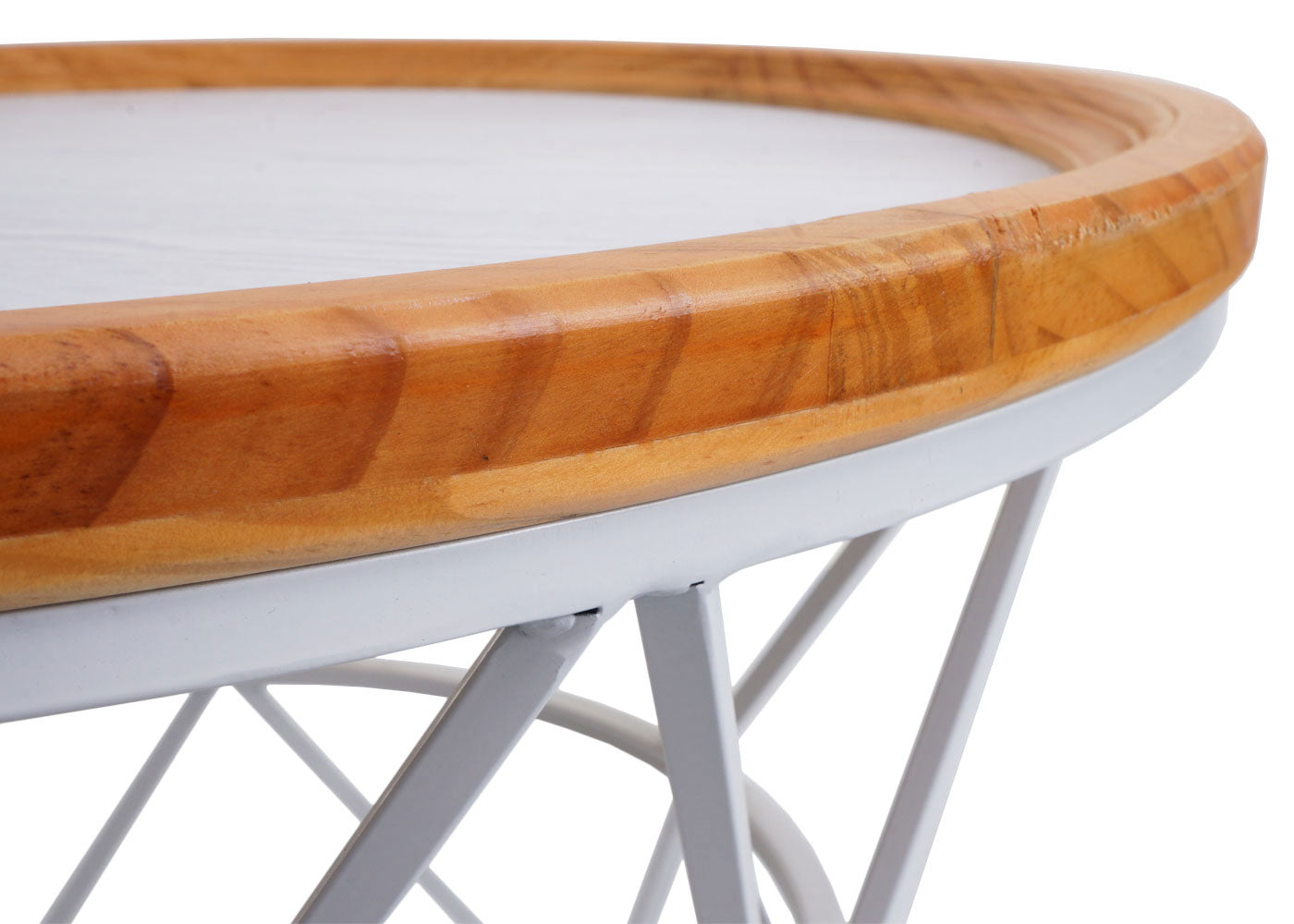 Cosmo Casa - Salontafel - Bijzettafel - Loungetafel - Woonkamertafel - Metaal Frame - Hout - 66cm - Wit