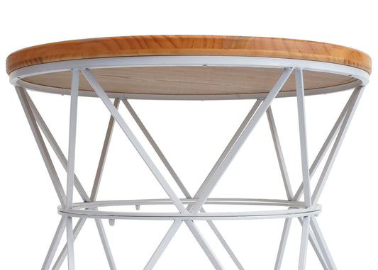 Cosmo Casa - Salontafel - Bijzettafel - Loungetafel - Woonkamertafel - Metaal Frame - Hout - 66cm - Wit