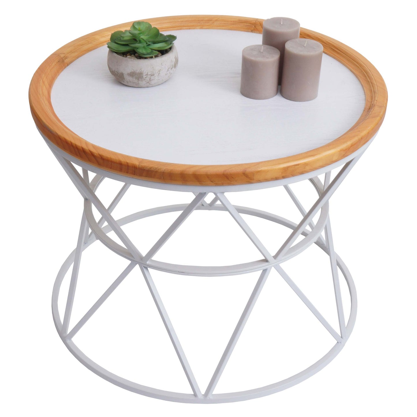 Cosmo Casa - Salontafel - Bijzettafel - Loungetafel - Woonkamertafel - Metaal Frame - Hout - 66cm - Wit