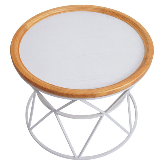 Cosmo Casa - Salontafel - Bijzettafel - Loungetafel - Woonkamertafel - Metaal Frame - Hout - 66cm - Wit