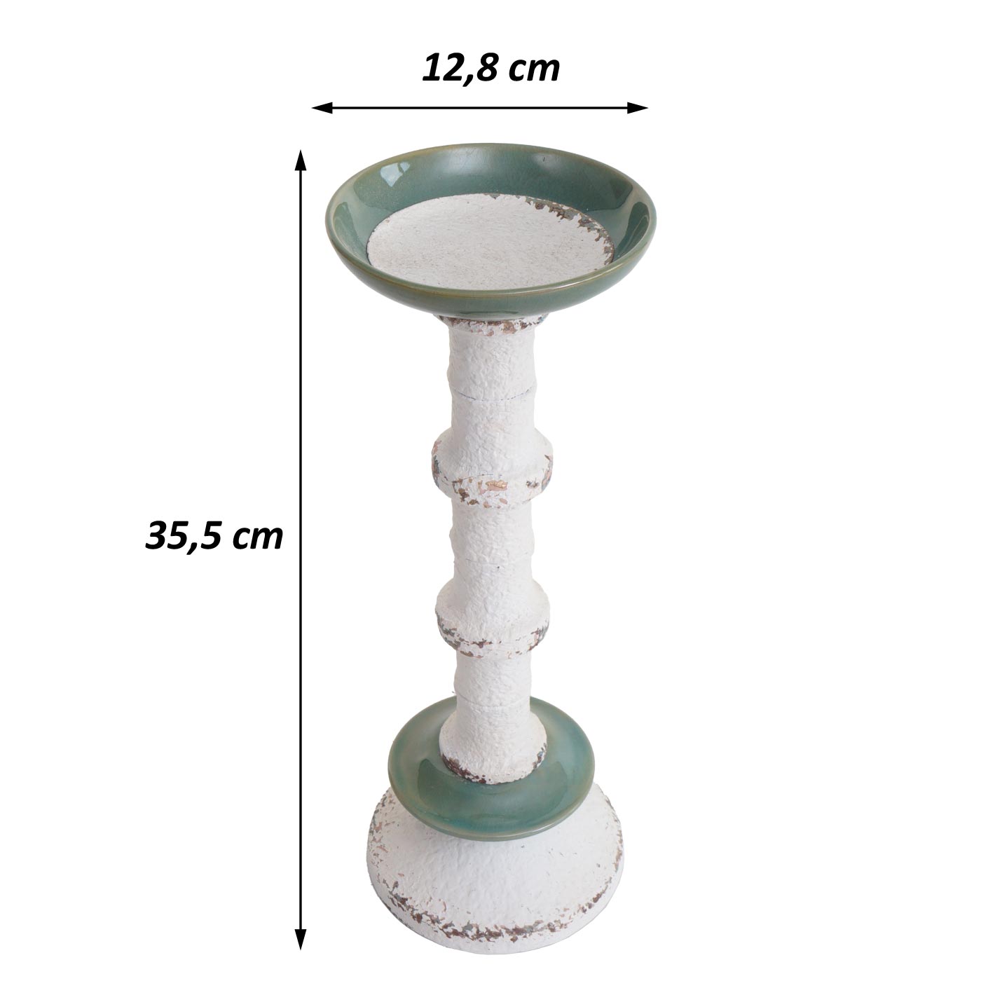 Cosmo Casa - Set van 2 Kandelaars - Kandelaar Kaarsenzuil - Shabby Look - Vintage Metaal Keramiek - Hoogte 36cm