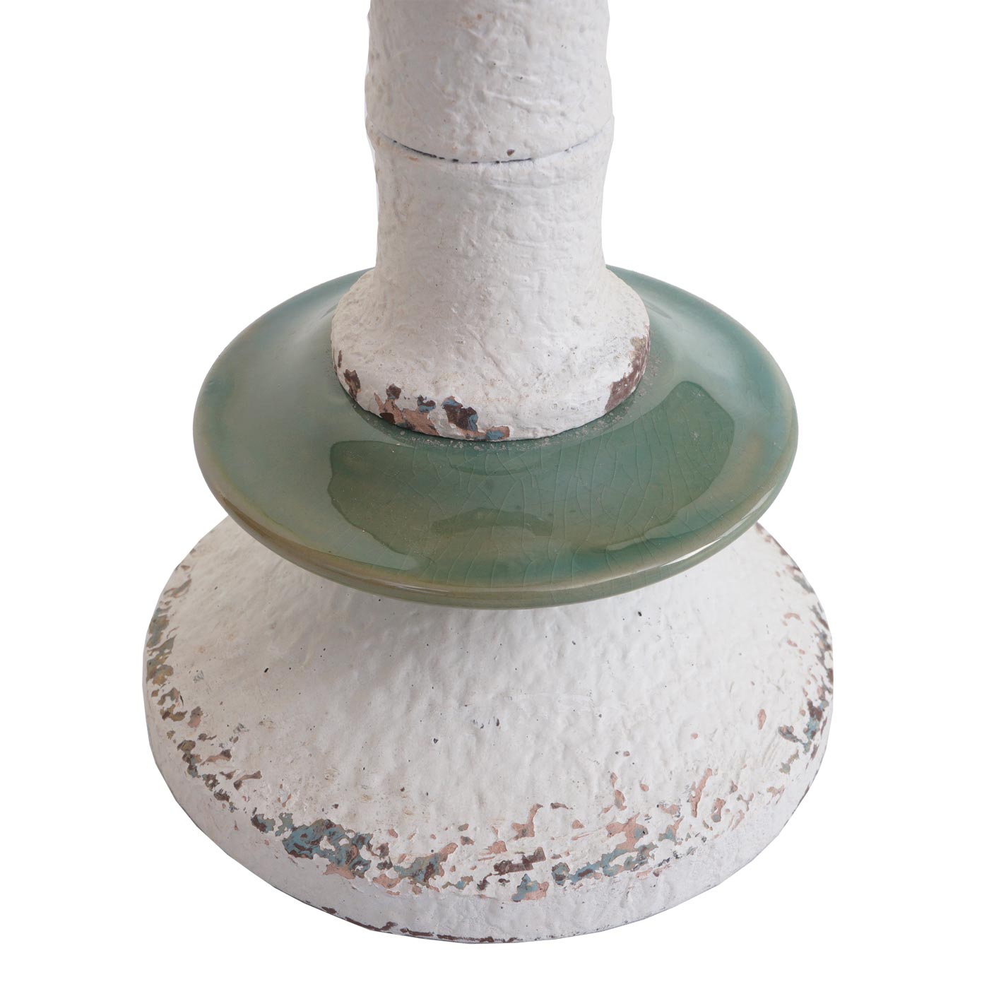 Cosmo Casa - Set van 2 Kandelaars - Kandelaar Kaarsenzuil - Shabby Look - Vintage Metaal Keramiek - Hoogte 36cm