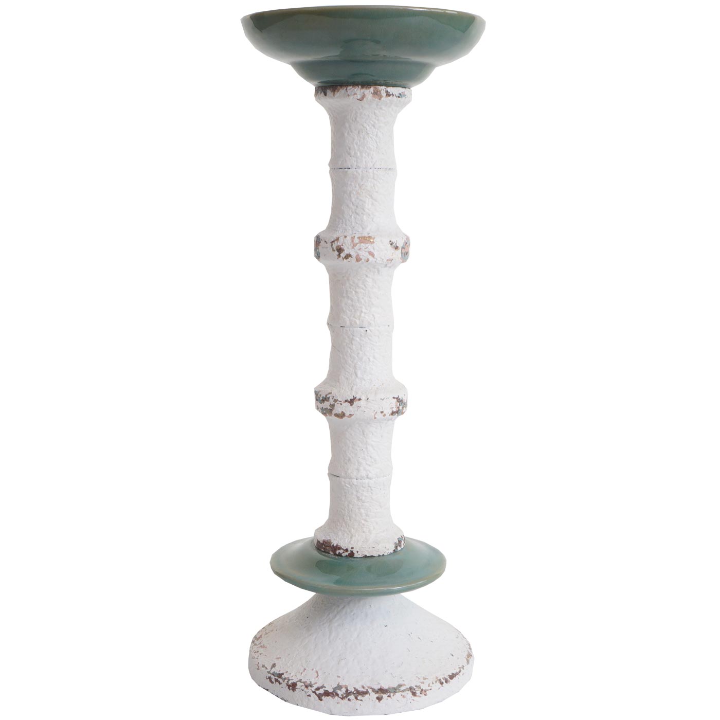 Cosmo Casa - Set van 2 Kandelaars - Kandelaar Kaarsenzuil - Shabby Look - Vintage Metaal Keramiek - Hoogte 36cm