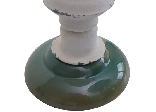 Cosmo Casa - Set van 2 Kandelaars - Kandelaar Kaarsenzuil - Shabby Look - Vintage Metaal Keramiek - Hoogte 25cm