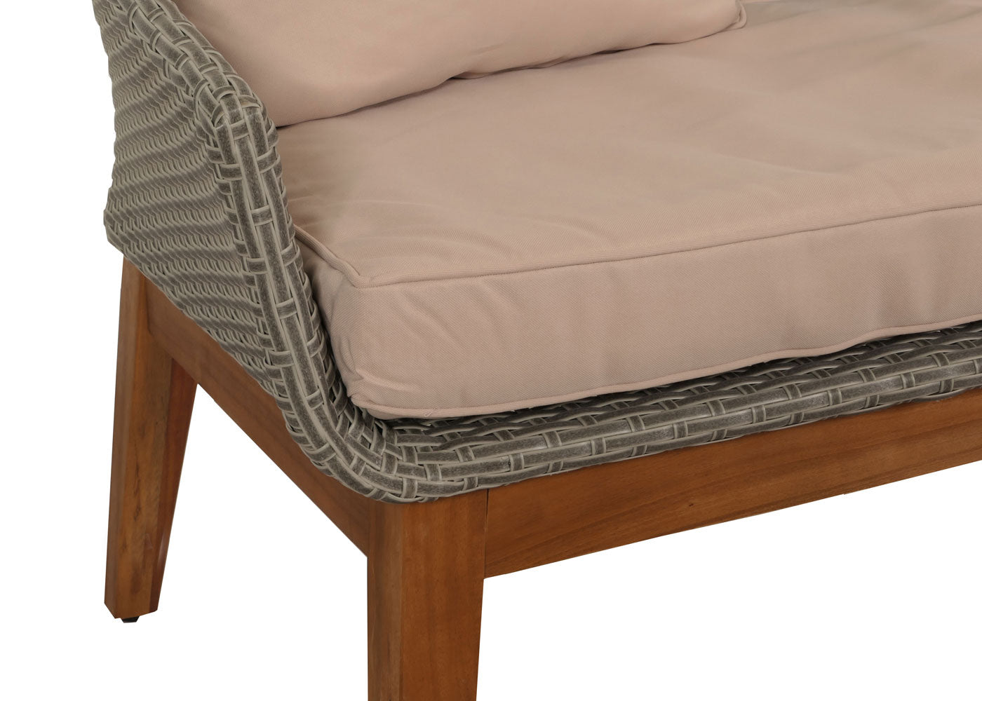 Cosmo Casa - Tuinloungeset - Bank Zitgroep - Polyrotan en Acaciahout - Grijs - Beige Kussens