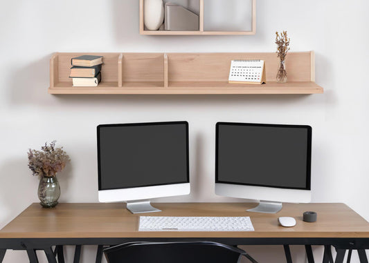 Cosmo Casa - Wandplank - Zwevende Houten Plank met 3 Vakken - Beige