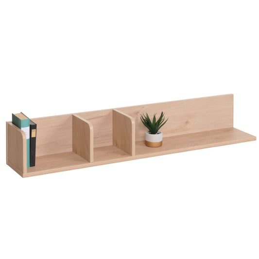 Cosmo Casa - Wandplank - Zwevende Houten Plank met 3 Vakken - Beige