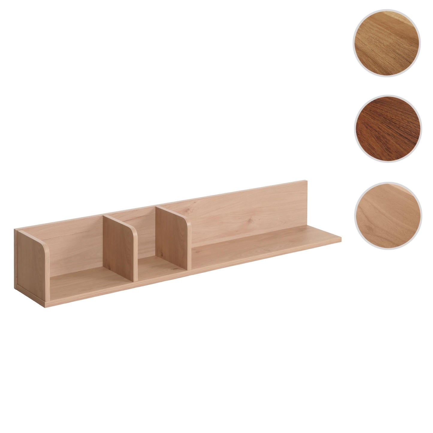 Cosmo Casa - Wandplank - Zwevende Houten Plank met 3 Vakken - Beige