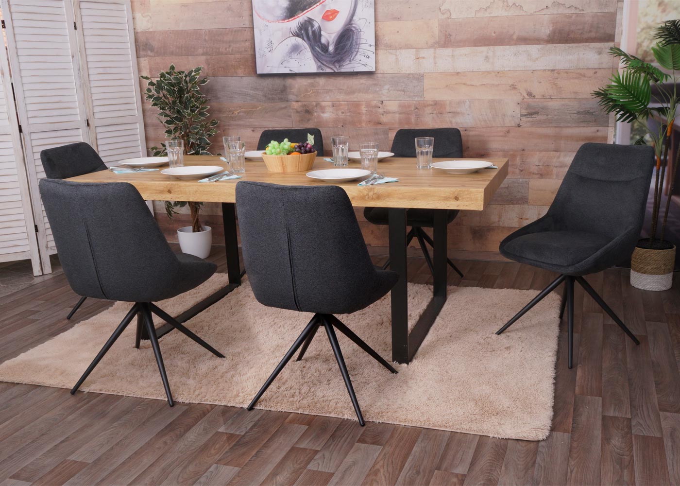 Cosmo Casa - Set van 2 Eetkamerstoelen - Keukenstoel - Draaibaar met Automatische Positionering - Textiel - Antraciet