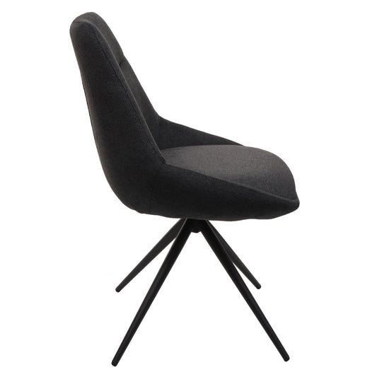 Cosmo Casa - Set van 2 Eetkamerstoelen - Keukenstoel - Draaibaar met Automatische Positionering - Textiel - Antraciet