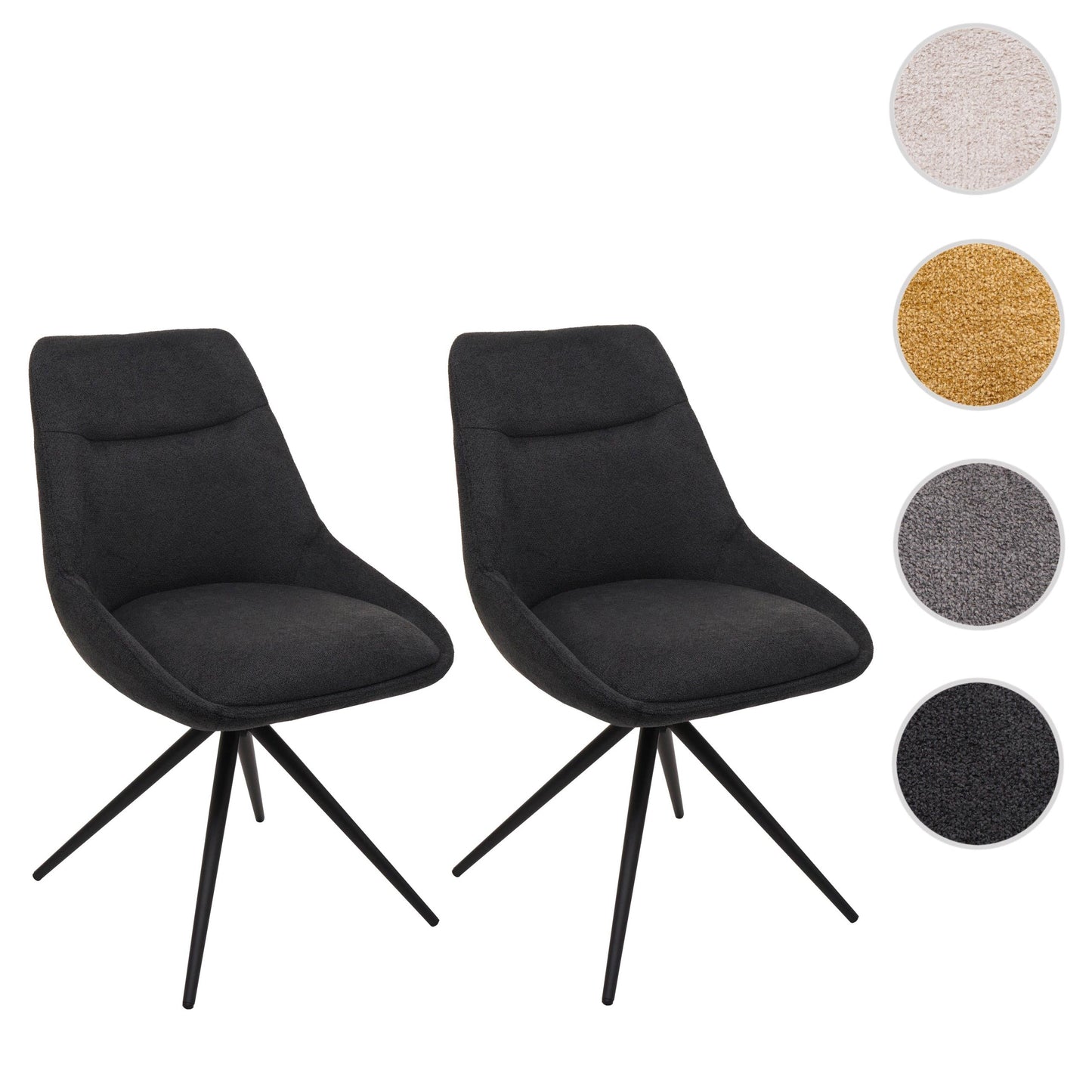 Cosmo Casa - Set van 2 Eetkamerstoelen - Keukenstoel - Draaibaar met Automatische Positionering - Textiel - Antraciet