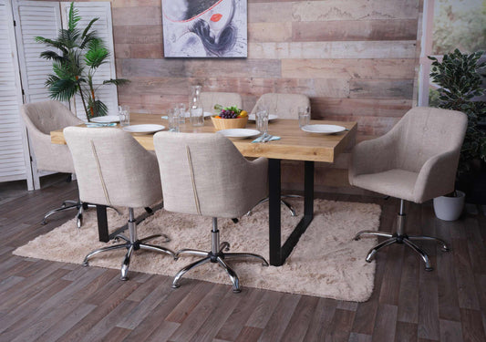 Cosmo Casa - Eetkamerstoel - Verstelbaar - Metaal & Textiel - Crème