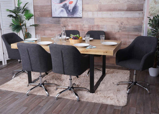 Cosmo Casa - Eetkamerstoel - Verstelbaar - Metaal & Textiel - Donkergrijs