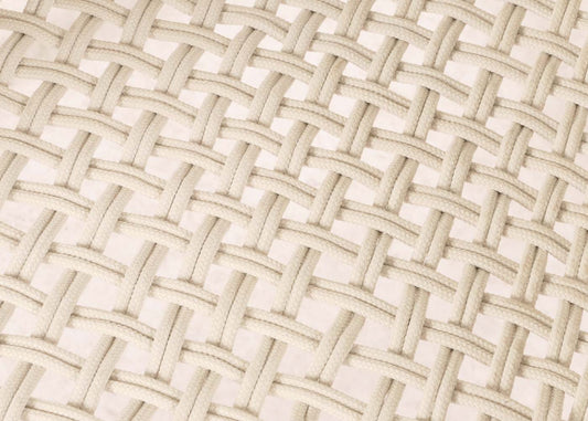 Cosmo Casa - Buitenfauteuil - Weerbestendig Touwgaas - Acaciahout - Beige Kussen - Crèmewit