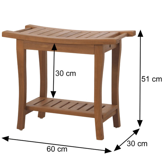 Cosmo Casa - Teakhouten Kruk - Houten Krukbank - Douchekruk - Hoogwaardig B-Kwaliteit Teak Kernhout - 20-30 Jaar - 51x60x30cm