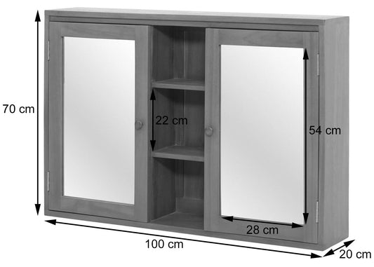 Cosmo Casa - Teak Spiegelkast - Badkamerspiegelkast - Hoogwaardig B-Kwaliteit Teak Kernhout - 20-30 Jaar - 70x100x20cm