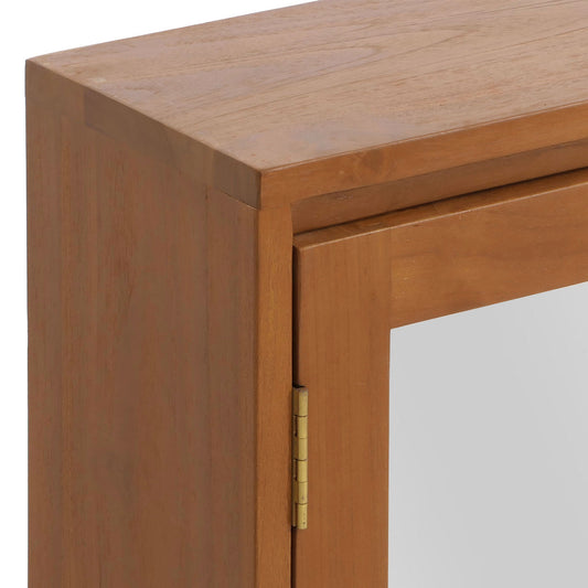 Cosmo Casa - Teak Spiegelkast - Badkamerspiegelkast - Hoogwaardig B-Kwaliteit Teak Kernhout - 20-30 Jaar - 70x100x20cm