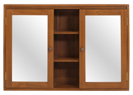 Cosmo Casa - Teak Spiegelkast - Badkamerspiegelkast - Hoogwaardig B-Kwaliteit Teak Kernhout - 20-30 Jaar - 70x100x20cm