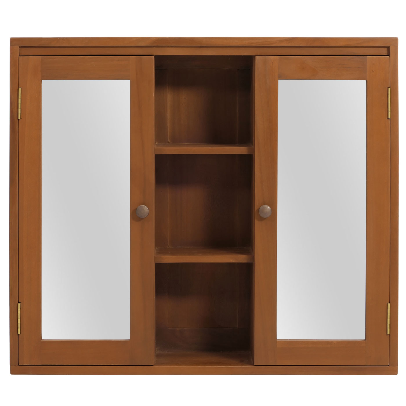 Cosmo Casa - Teak Spiegelkast - Badkamerspiegelkast - Hoogwaardig B-Kwaliteit Teak Kernhout - 20-30 Jaar - 70x80x20cm