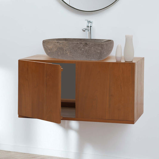 Cosmo Casa - Teak Wastafelkast - Hoogwaardig B-Kwaliteit Teak Kernhout - 20-30 Jaar - 40x80x40cm