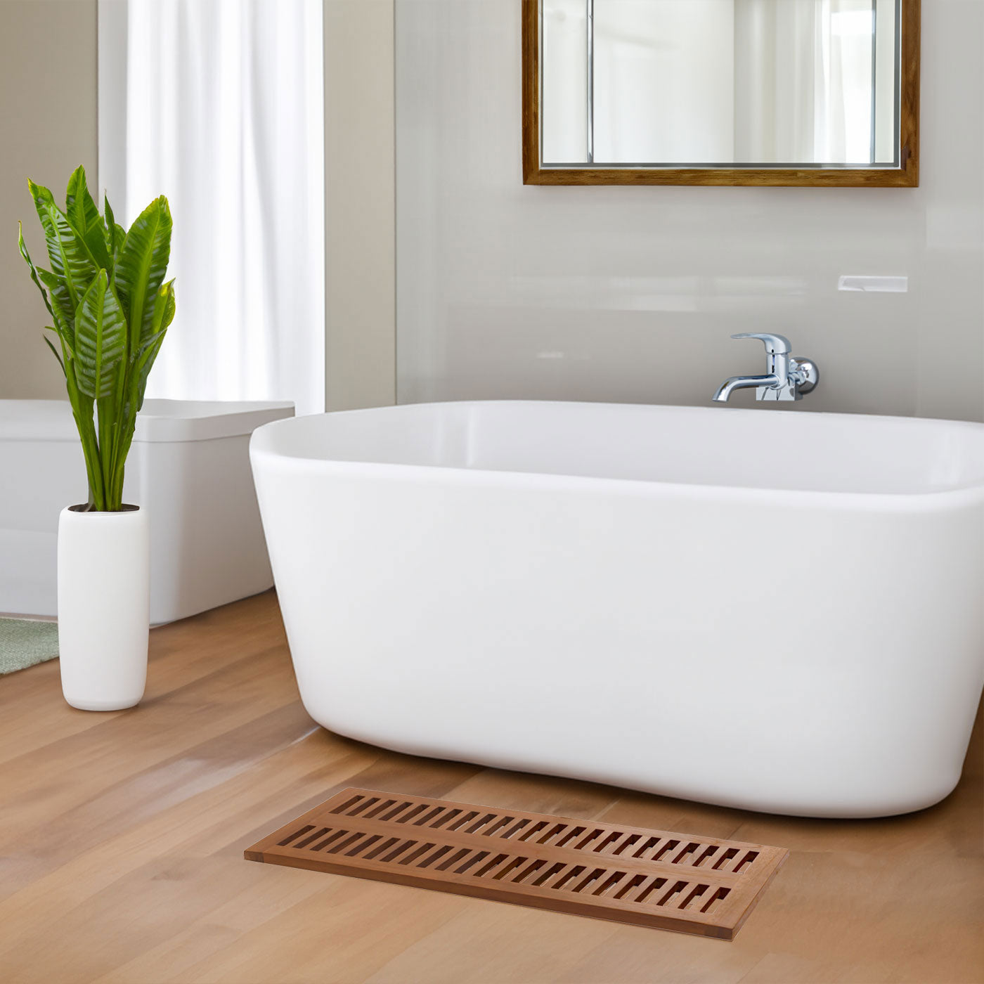 Cosmo Casa - Teak Badmat - Douchemat - Badmat - Hoogwaardig B-Kwaliteit Teak Kernhout - 20-30 Jaar - 3x40x100cm