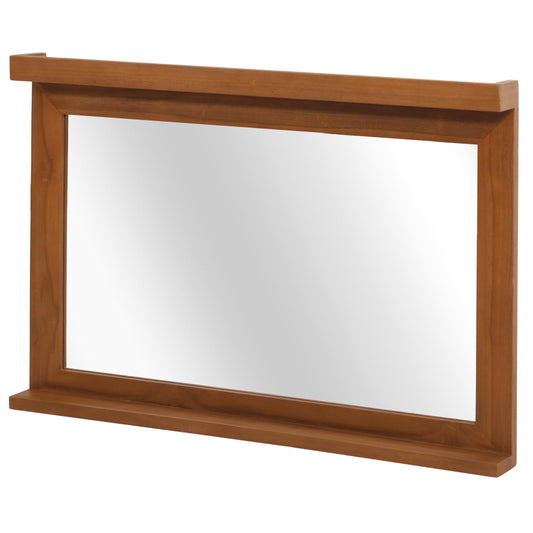 Cosmo Casa - Teak Wandspiegel - Badkamer-Gangspiegel - Houten Frame - Hoogwaardig B-Kwaliteit Teak Kernhout - 20-30 Jaar - 70x100cm
