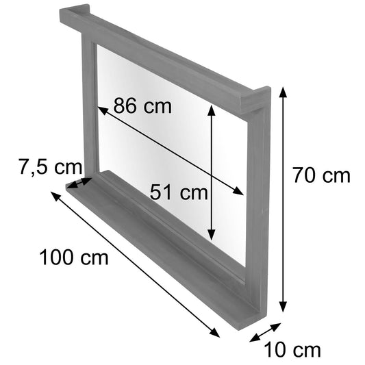 Cosmo Casa - Teak Wandspiegel - Badkamer-Gangspiegel - Houten Frame - Hoogwaardig B-Kwaliteit Teak Kernhout - 20-30 Jaar - 70x100cm