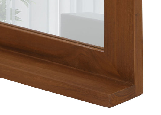 Cosmo Casa - Teak Wandspiegel - Badkamer-Gangspiegel - Houten Frame - Hoogwaardig B-Kwaliteit Teak Kernhout - 20-30 Jaar - 70x100cm