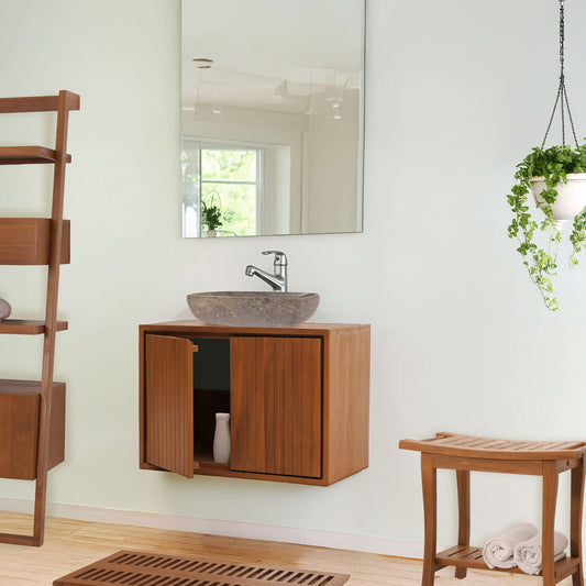 Cosmo Casa - Teak Wastafelkast - Hoogwaardig B-Kwaliteit Teak Kernhout - 20-30 Jaar - 50x70x40cm