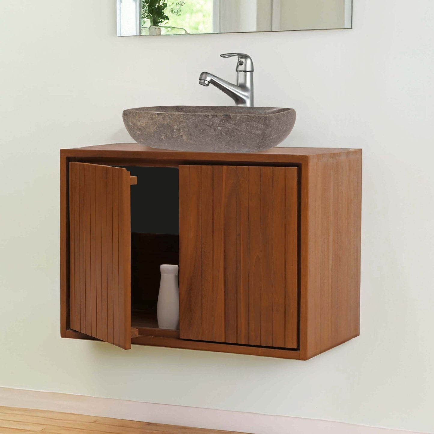 Cosmo Casa - Teak Wastafelkast - Hoogwaardig B-Kwaliteit Teak Kernhout - 20-30 Jaar - 50x70x40cm