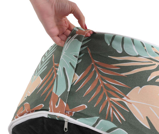 Cosmo Casa - Kruk - Poef Zitkussen - Zitzak - Tuinkruk - Opblaasbaar - Binnen/Buiten - Gesponnen Poly - 29 x 55 cm - Bladontwerp