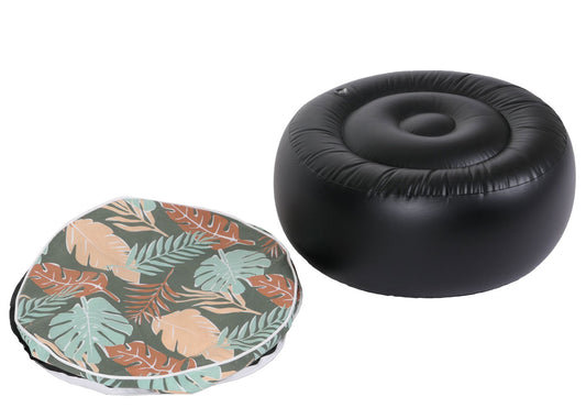 Cosmo Casa - Kruk - Poef Zitkussen - Zitzak - Tuinkruk - Opblaasbaar - Binnen/Buiten - Gesponnen Poly - 29 x 55 cm - Bladontwerp