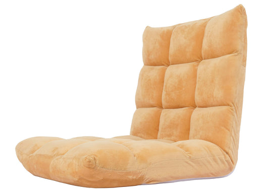 Cosmo Casa - Vloerstoel - Inklapbaar met 6 Relaxposities - Fluwelen Frame - Lichtbruin