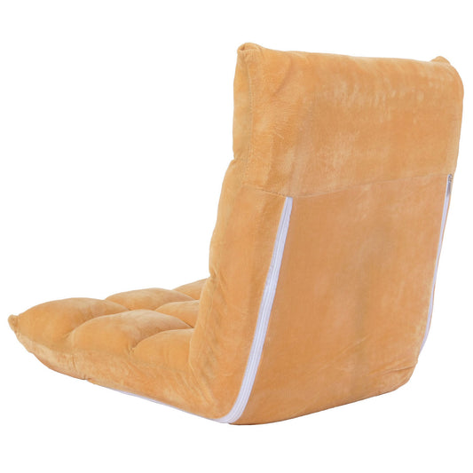 Cosmo Casa - Vloerstoel - Inklapbaar met 6 Relaxposities - Fluwelen Frame - Lichtbruin