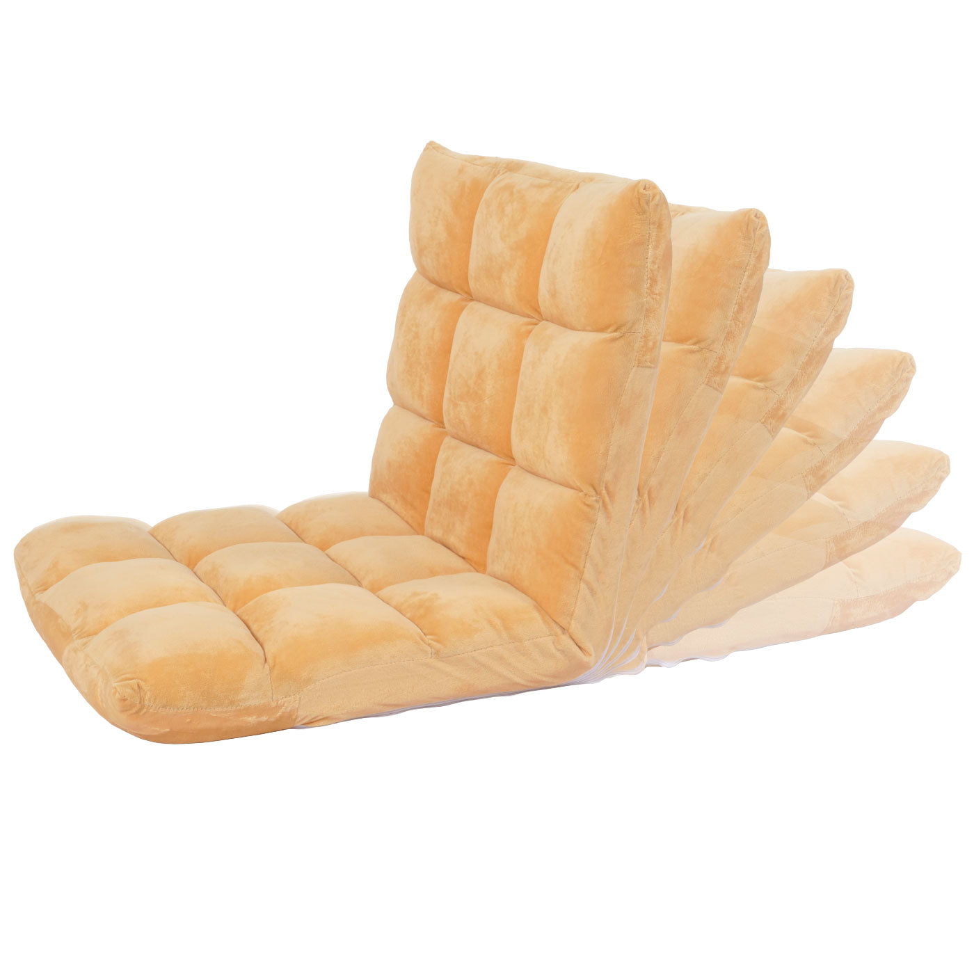 Cosmo Casa - Vloerstoel - Inklapbaar met 6 Relaxposities - Fluwelen Frame - Lichtbruin