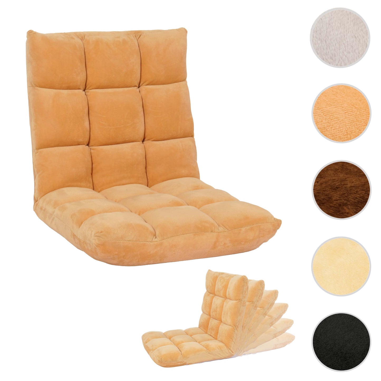 Cosmo Casa - Vloerstoel - Inklapbaar met 6 Relaxposities - Fluwelen Frame - Lichtbruin