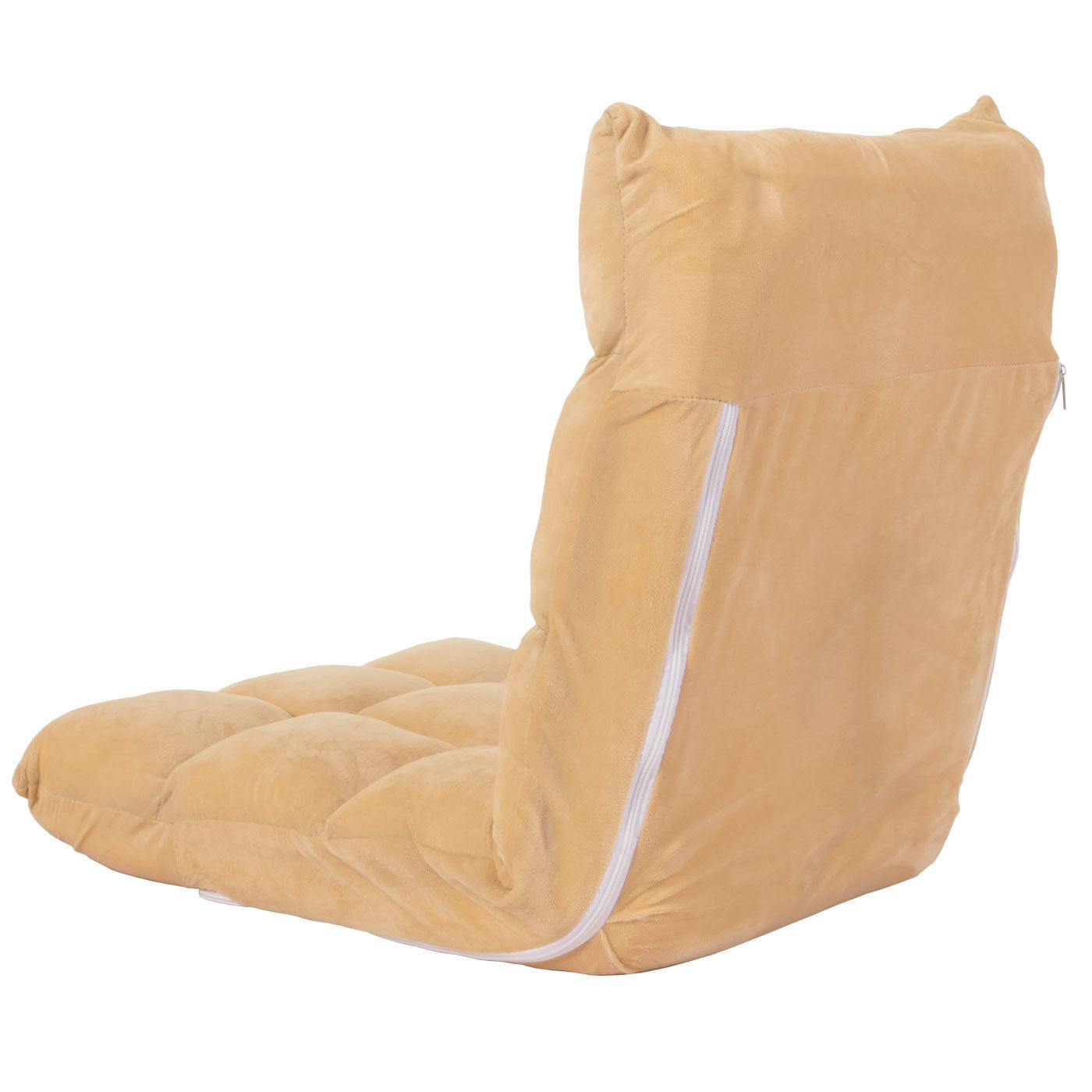 Cosmo Casa - Vloerstoel - Inklapbaar met 6 Relaxposities - Fluwelen Frame - Beige