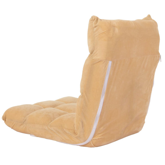 Cosmo Casa - Vloerstoel - Inklapbaar met 6 Relaxposities - Fluwelen Frame - Beige