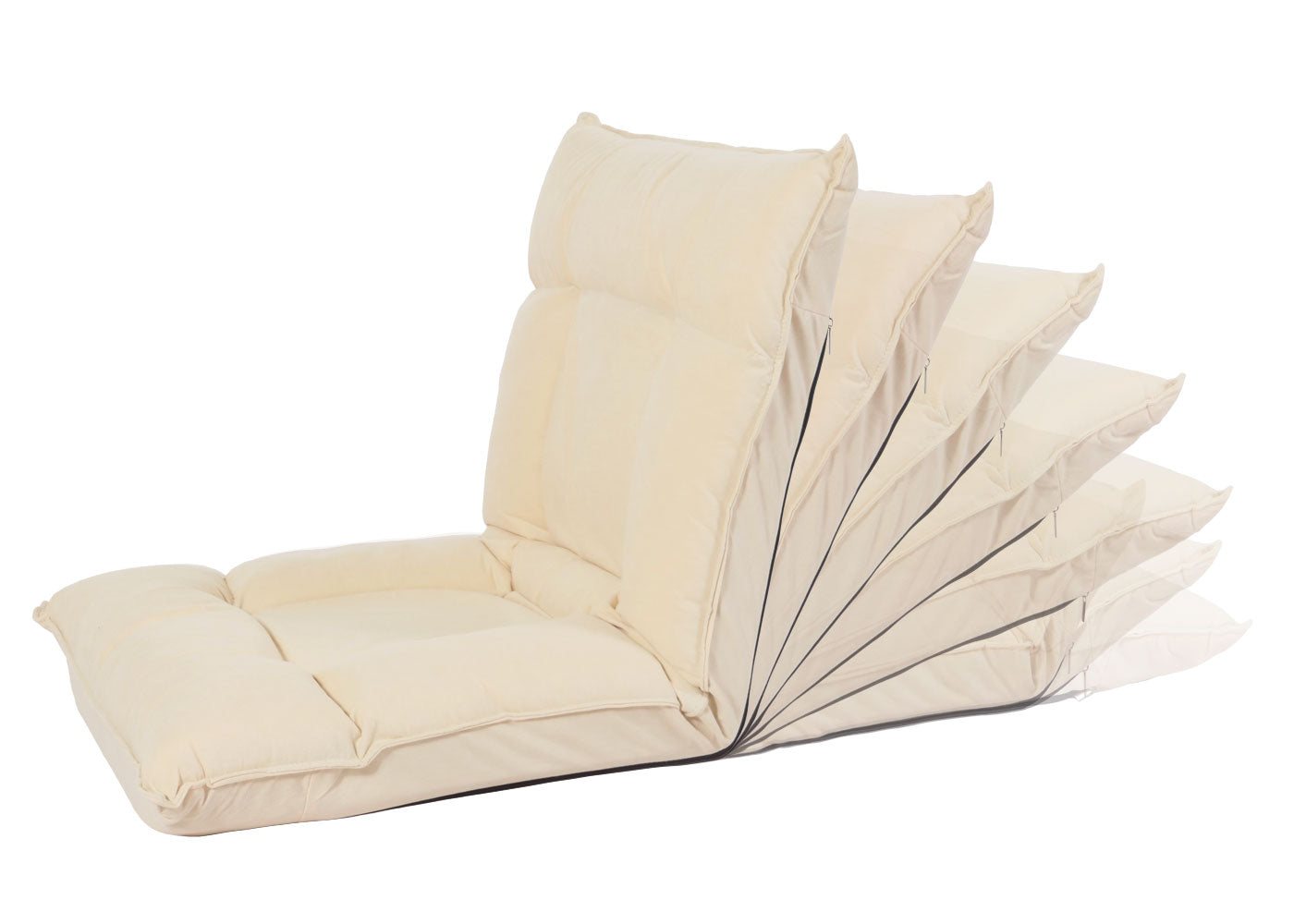 Cosmo Casa - Vloerstoel - Inklapbaar met 6 Relaxposities - Fluwelen Frame - Beige