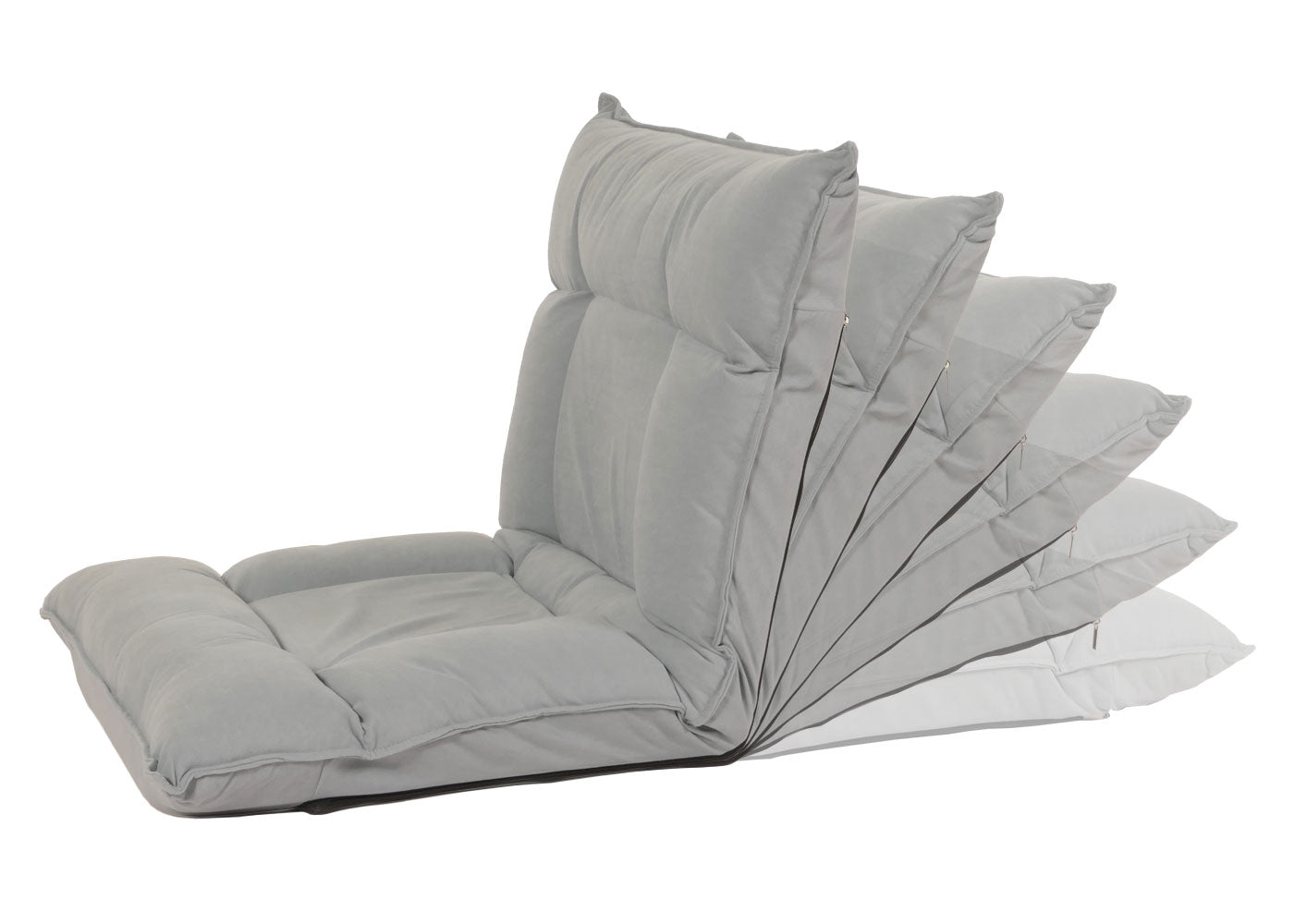 Cosmo Casa - Vloerstoel - Inklapbaar met 6 Relaxposities - Fluwelen Frame - Lichtgrijs