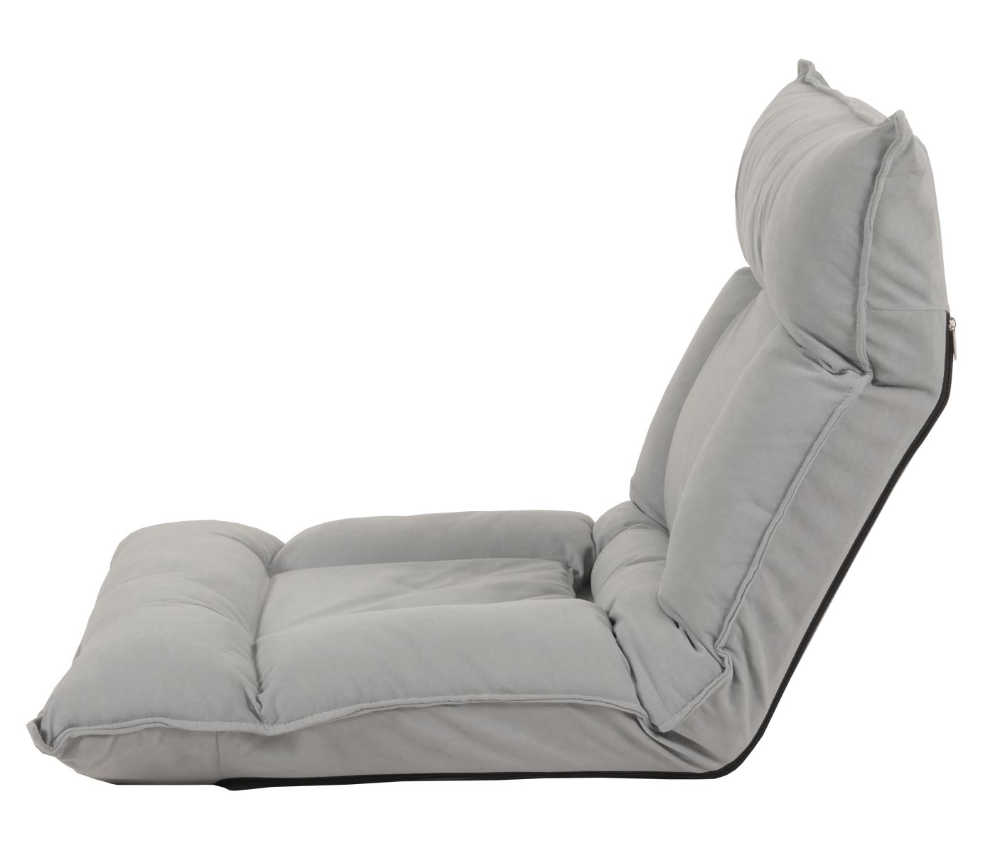 Cosmo Casa - Vloerstoel - Inklapbaar met 6 Relaxposities - Fluwelen Frame - Lichtgrijs