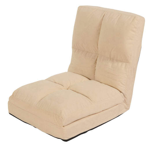 Cosmo Casa - Vloerstoel - Opvouwbare Slaapstoel met Slaapfunctie - Fluweel & Stalen Frame - Beige